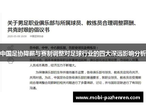 中国足协降薪与赛制调整对足球行业的四大深远影响分析