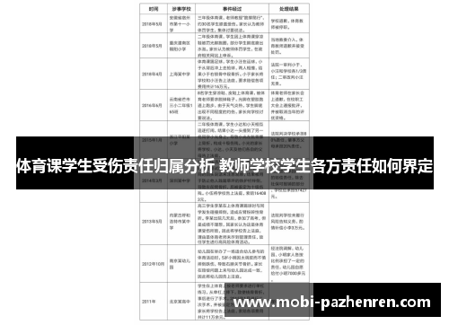 体育课学生受伤责任归属分析 教师学校学生各方责任如何界定